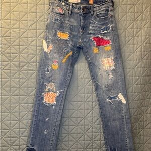 Anthropology Pilco Hyphen Slim Patchwork Jeans